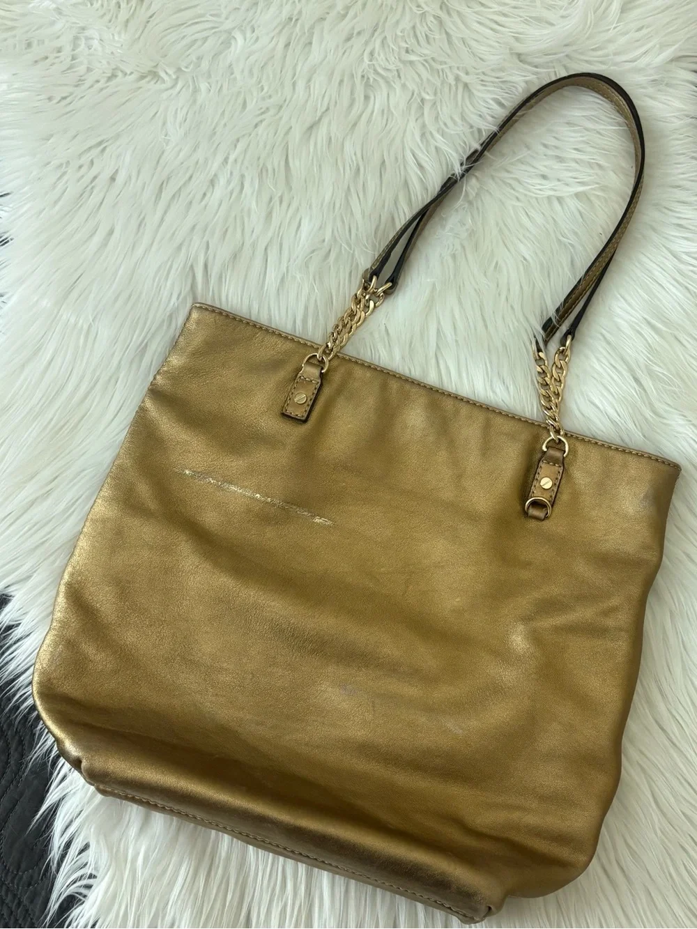Michael Kors Dark Gold Metallic Tote Shoulder Bag - USED - for DIY?